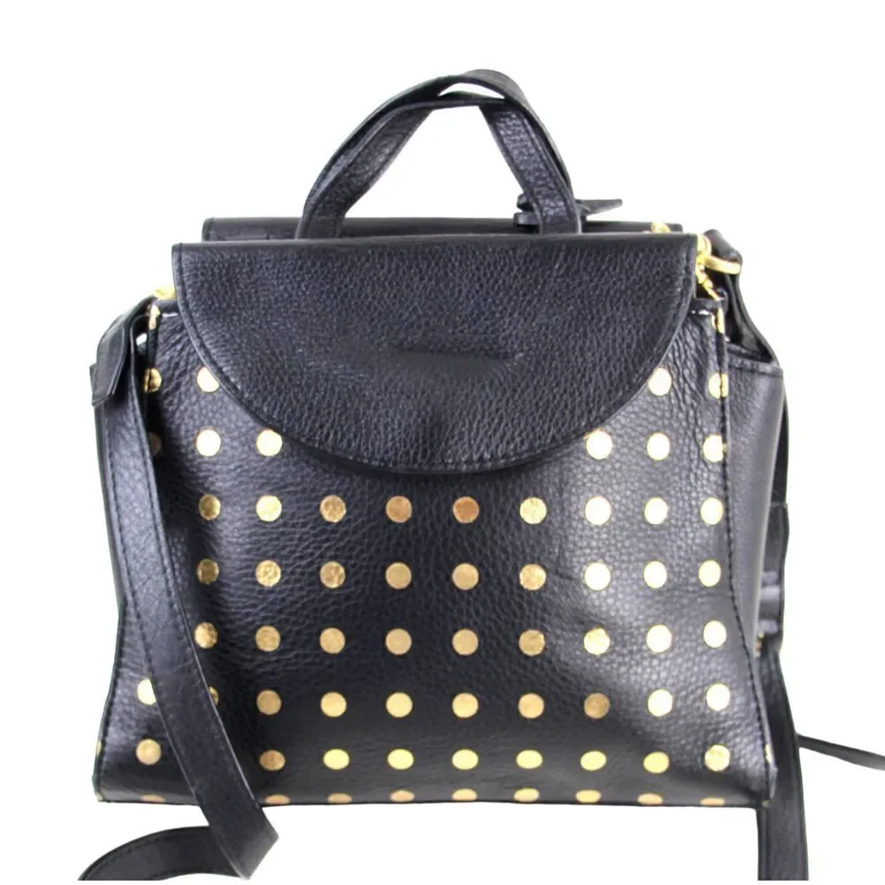 kate spade Saturday BLACK LEATHER POLKA DOT SHOULDER BAG XBODY SATCHEL PURSE